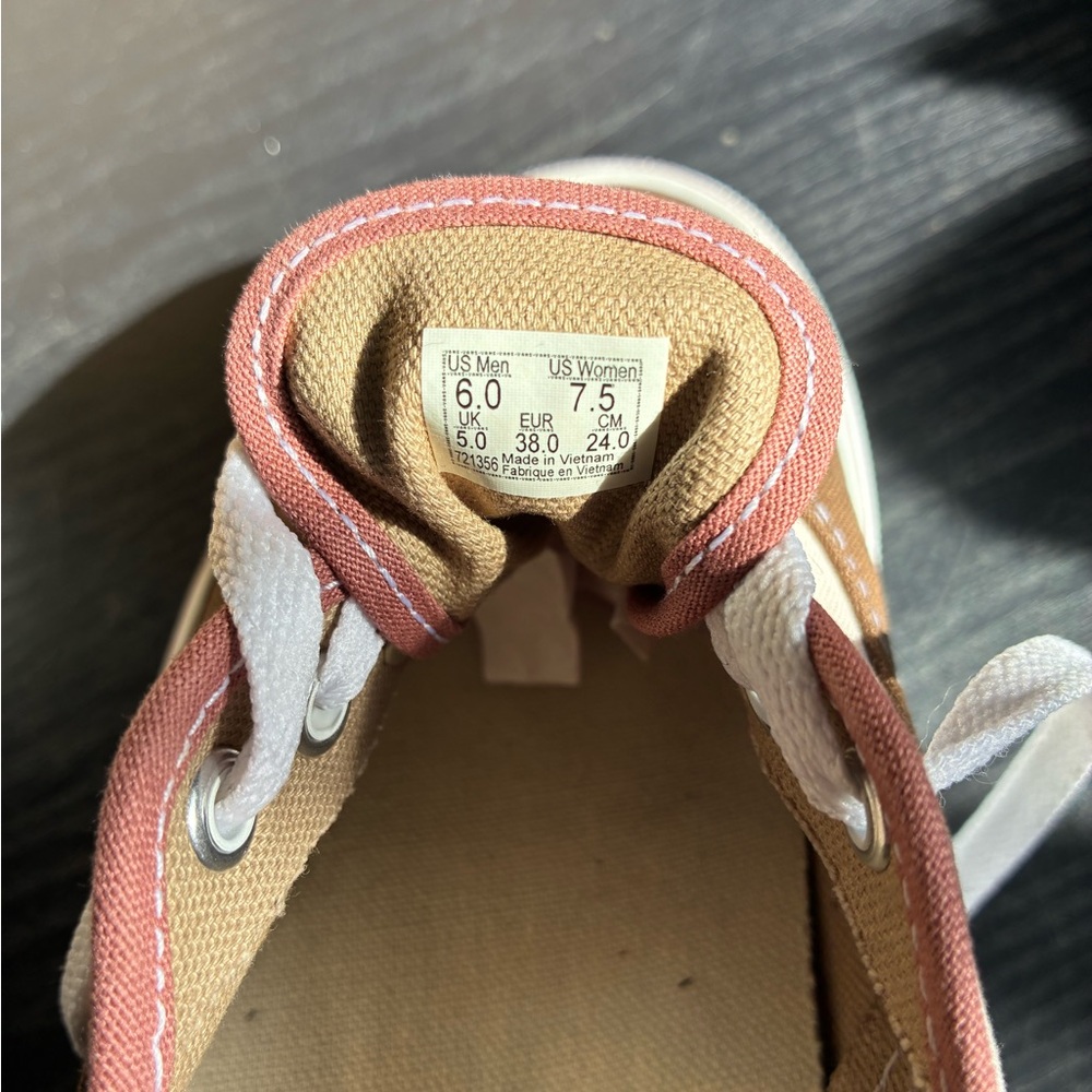 Brown Canvas Vans authentics stack form with Pink… - image 6